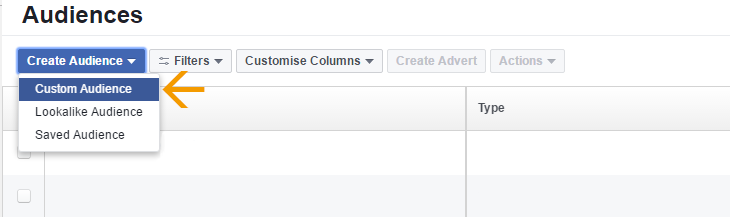 Creating a custom audience in Facebook business manager