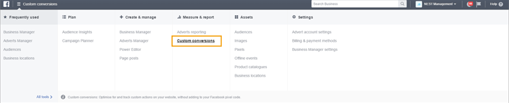 conversion tracking with Facebook Business Manager